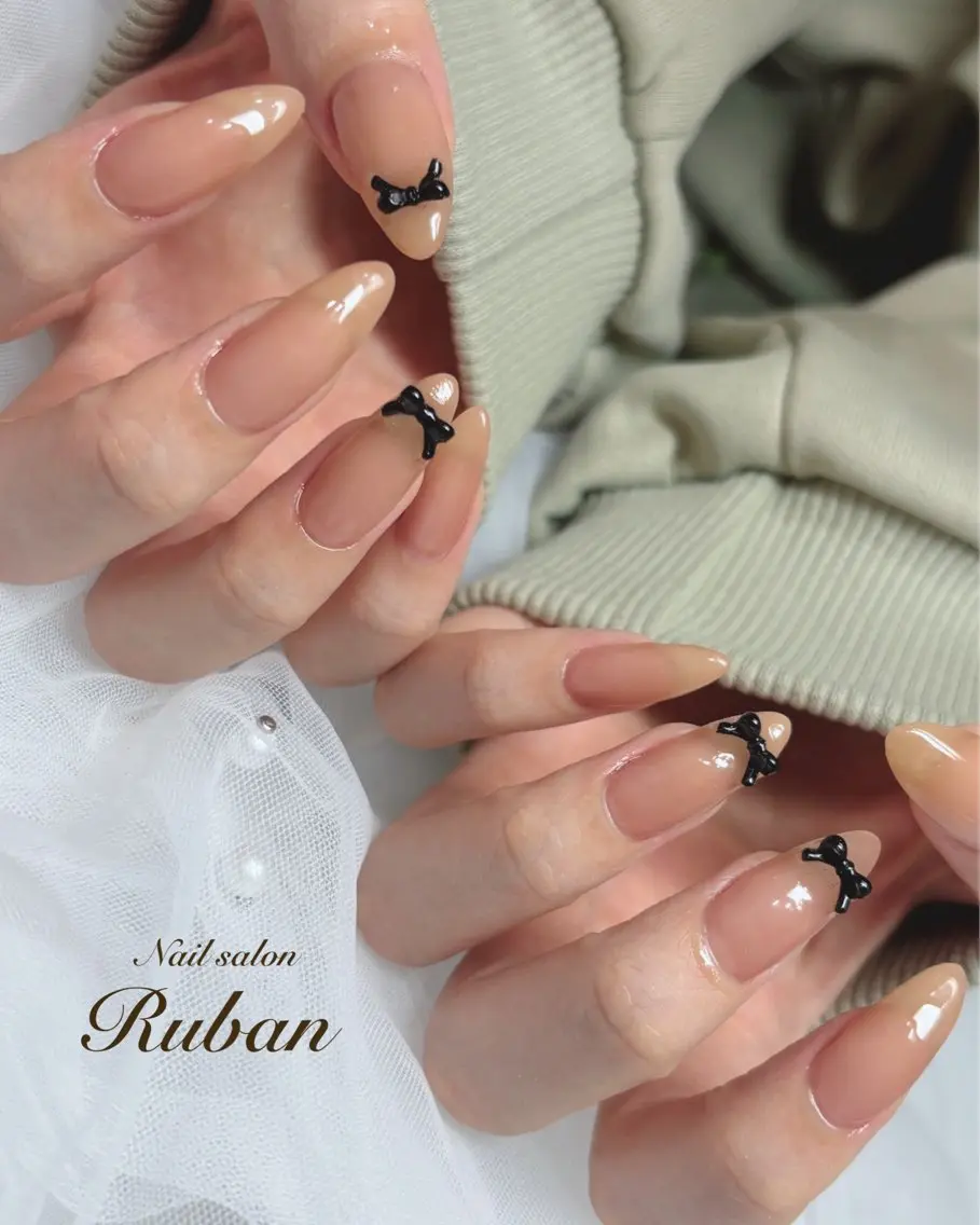 ネイル ワンカラーネイル リボン Nail salon Rubanのネイルデザイン