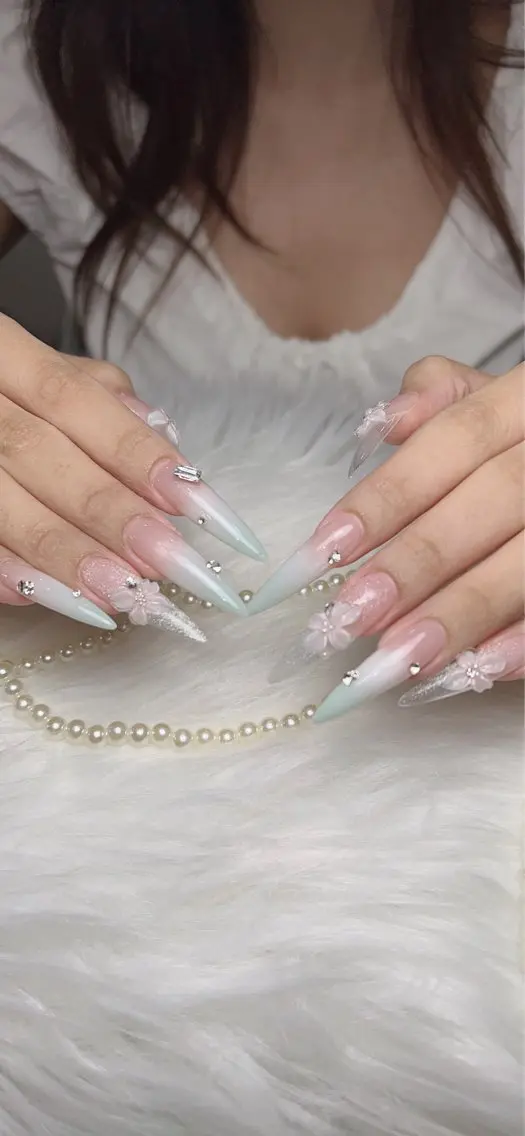 ネイル ハート 韓国ネイル 春ネイル 夏ネイル バレンタイン Sora nail 長さ出し専門店のネイルデザイン