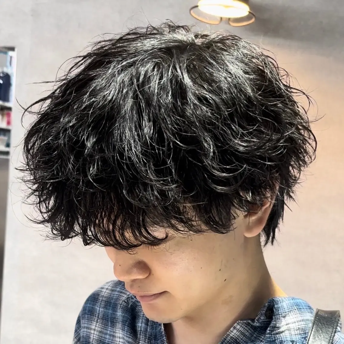ショート カット パーマ ヘッドスパ ヘアセット センターパート マスターかずまのヘアスタイル