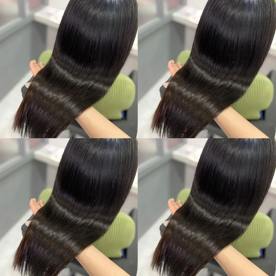 セミロング カラー 黒髪 ブルーカラー ブルーブラック カット ヘアカラー 髪質改善×矯正🫧 韓国ヘアasamiのヘアスタイル