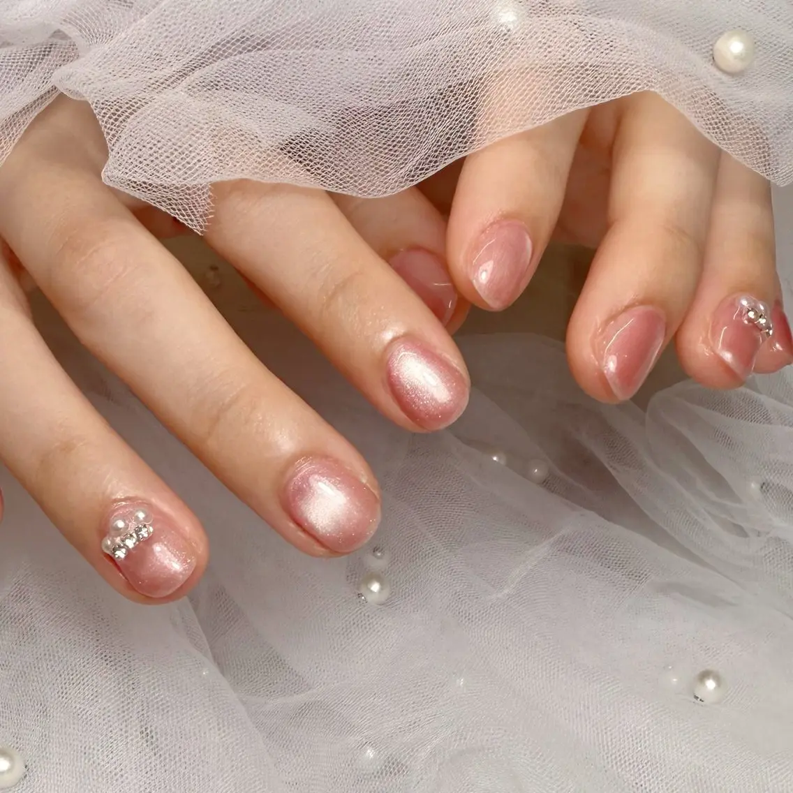 ネイル ショートネイル ハンドネイル mau🩵 堺筋本町nailのネイルデザイン