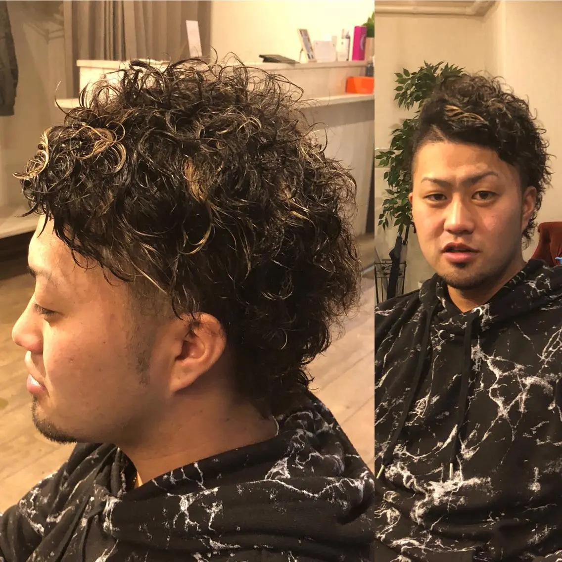 ショート カラー パーマ メンズ メンズメッシュ メンズパーマ メッシュ 美髪・艶髪特化美容師 RYOJIのヘアスタイル