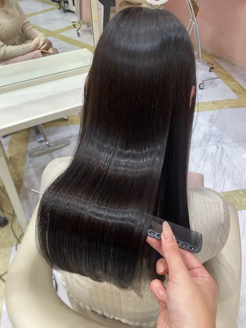 セミロング 酸性ストレート 縮毛矯正 トリートメント 縮毛矯正/ 透明カラー/hanaのヘアスタイル