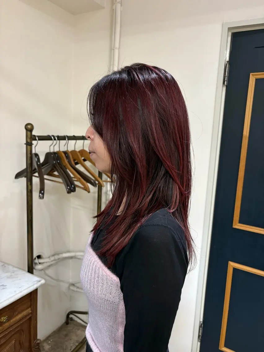 セミロング カラー ブリーチ レイヤーカット カット ヘアカラー トリートメント takada kohのヘアスタイル