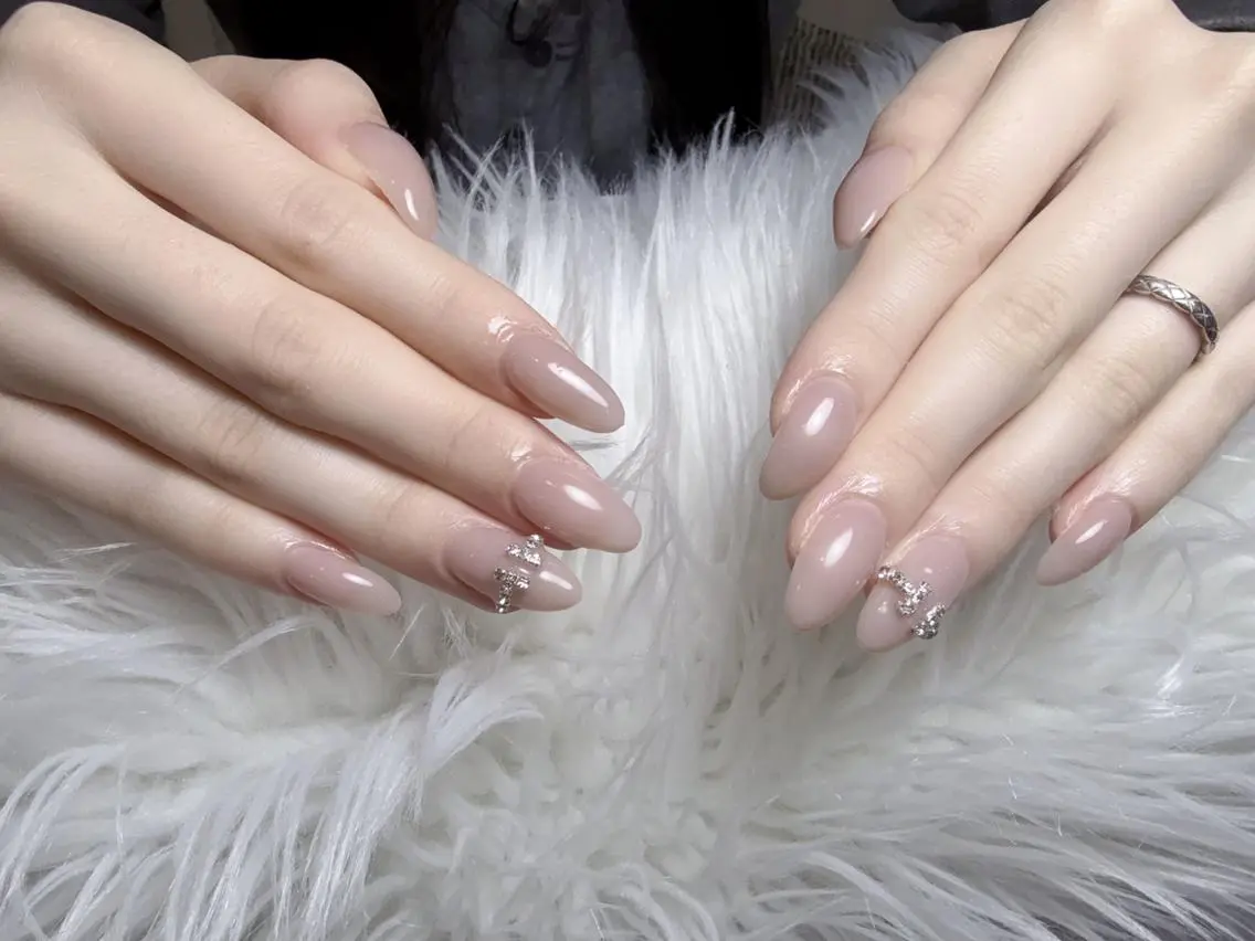 ネイル アートネイル フラッシュネイル フレンチネイル ジェルネイル ガラスフレンチ M2 BEAUTY Rikaのネイルデザイン