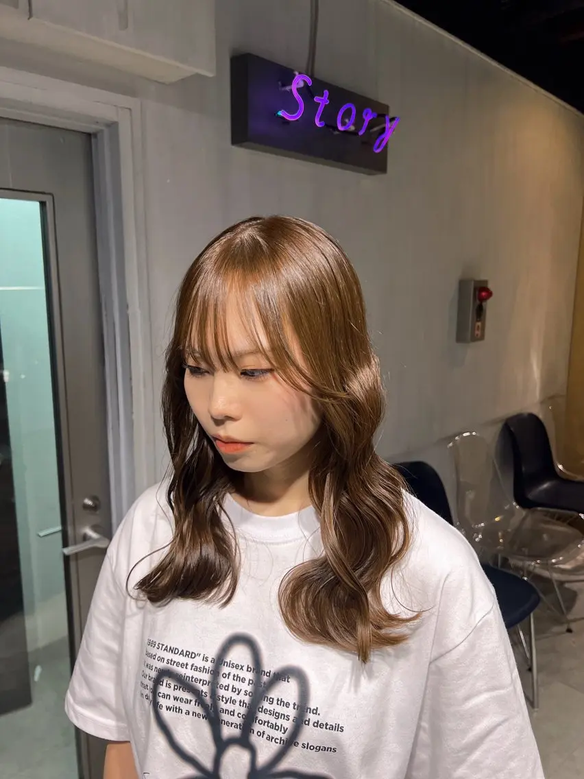 ロング カラー ヘアカラー トリートメント NANAMI🩵 大人可愛い韓国ヘアのヘアスタイル