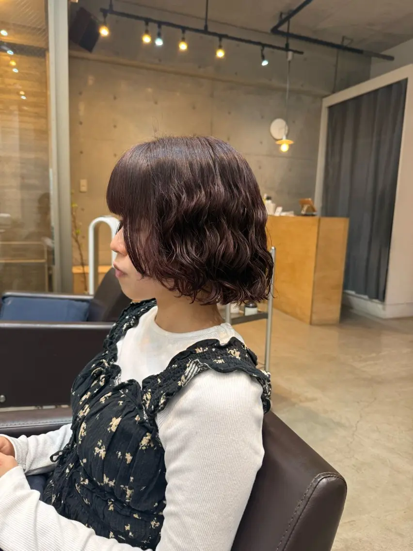 ミディアム カット ヘアカラー パーマ トリートメント 🌿朝5分でお洒落 パーマスタイル🌿のヘアスタイル