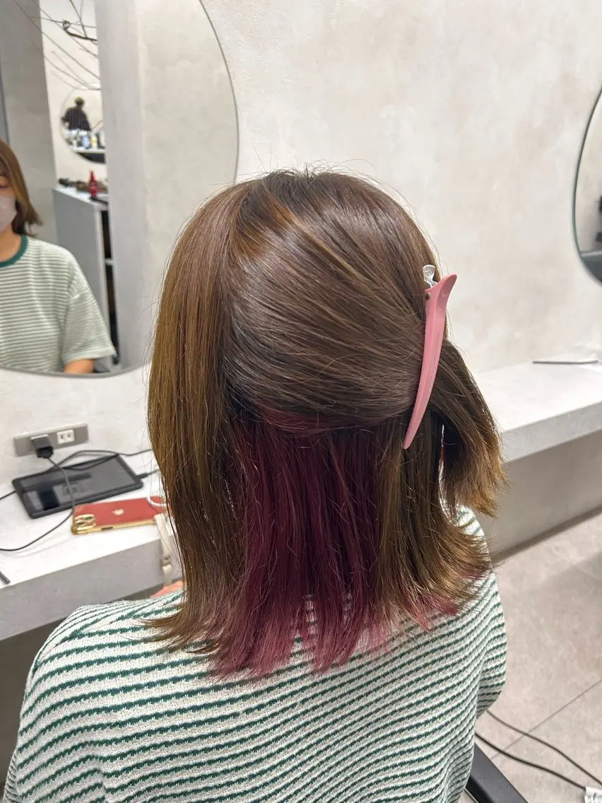 ミディアム ヘアカラー 🎀HARU/ボブ/ セット/赤み消し🫧のヘアスタイル