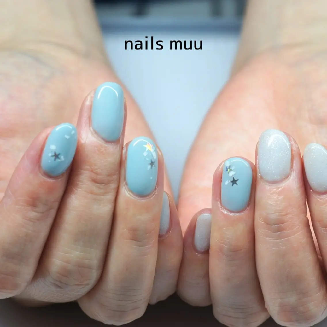 ネイル ブルー 水色 マグネットネイル nails muu まゆのネイルデザイン