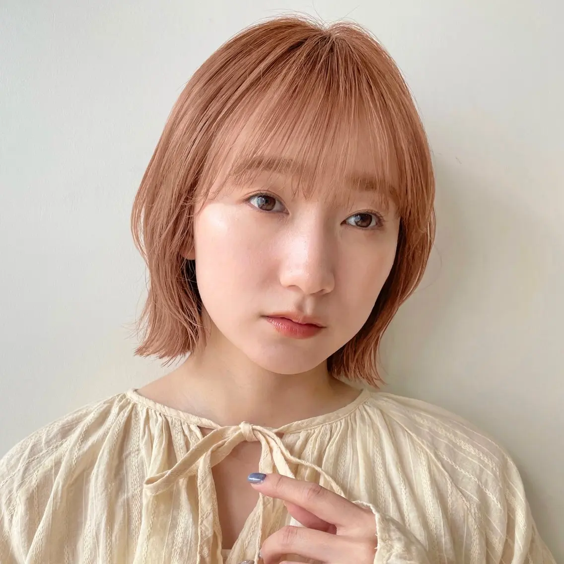 ショート カラー ボブレイヤー ベージュカラー オレンジ オレンジベージュ ボブ カット ヘアカラー トリートメント 顔まわり🥨レイヤー /透明感/水口舞奈のヘアスタイル