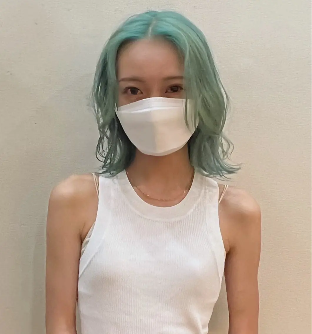 ミディアム カラー ミント 柔め透明感血色カラー 暖色/レイヤー/ゆいのヘアスタイル