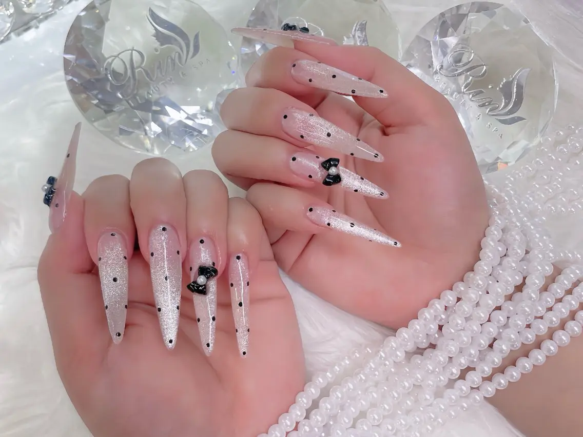 ネイル クリアネイル ドット フットネイル ジェルネイル グリーン ハンドネイル Rin Nail 新大久保店のネイルデザイン