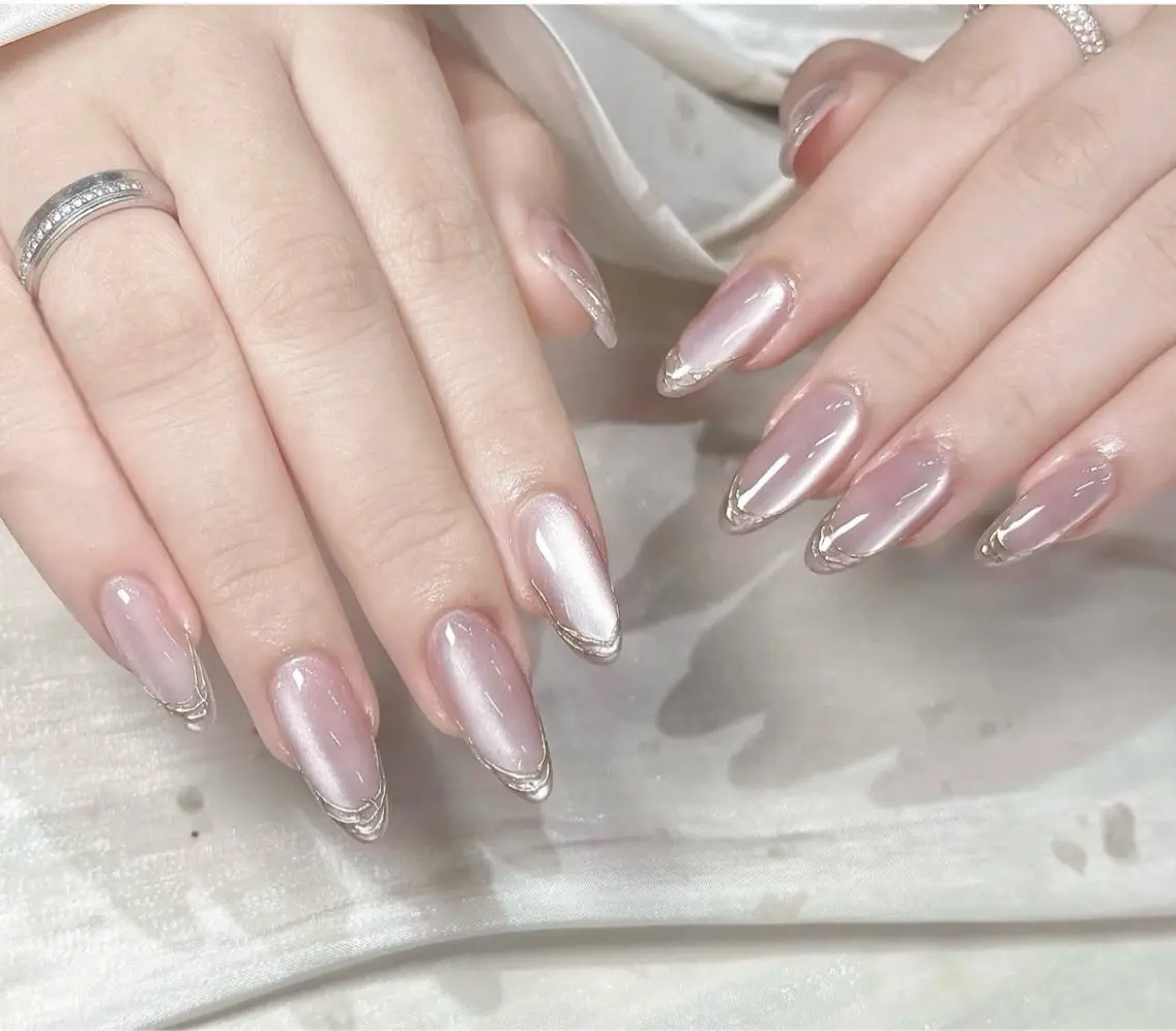 ネイル ボルドー チークネイル 長さ出し フレンチネイル ジェルネイル ハンドネイル VANI Belle Nailのネイルデザイン