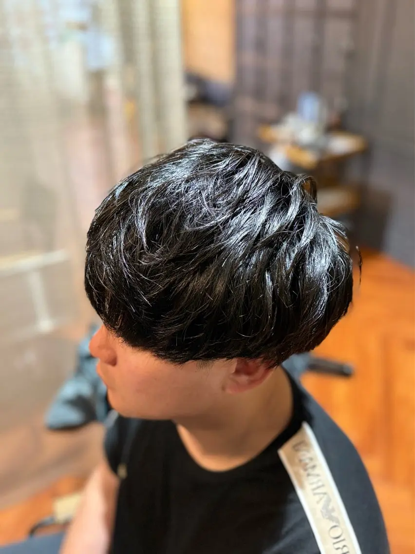 ミディアム メンズ デザインパーマ/ 毛流れカット 堀 綺のヘアスタイル