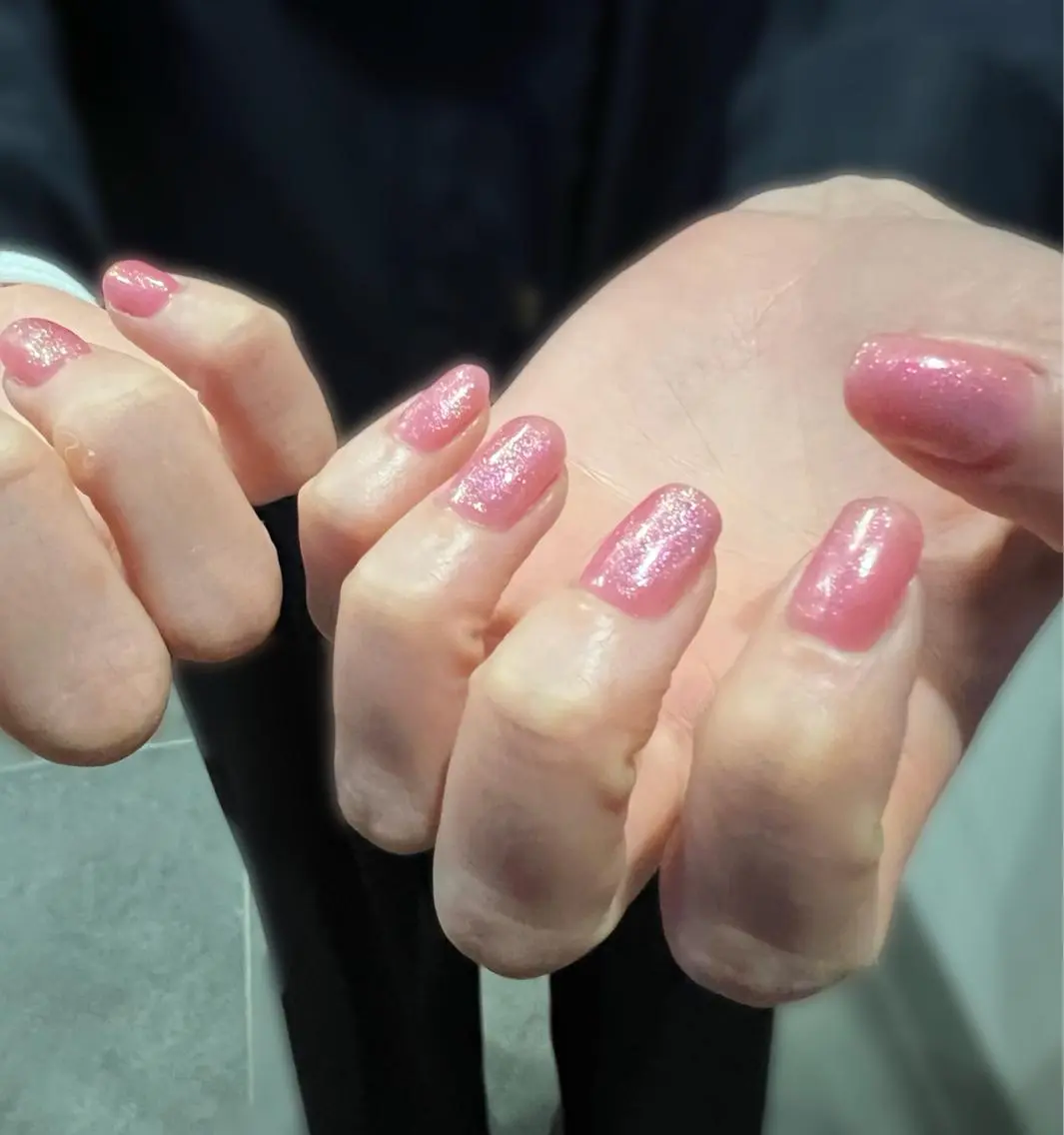 ネイル マグネットネイル オフィスネイル ピンク Asayama Ayamiのネイルデザイン