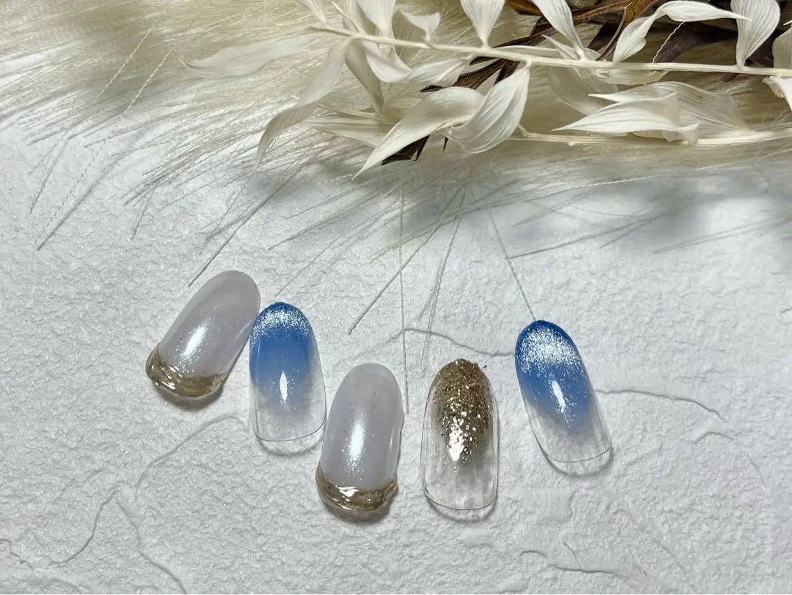 ネイル オーロラネイル フットネイル フレンチネイル ジェルネイル 韓国ネイル ハンドネイル kiki nail たまプラーザのネイルデザイン