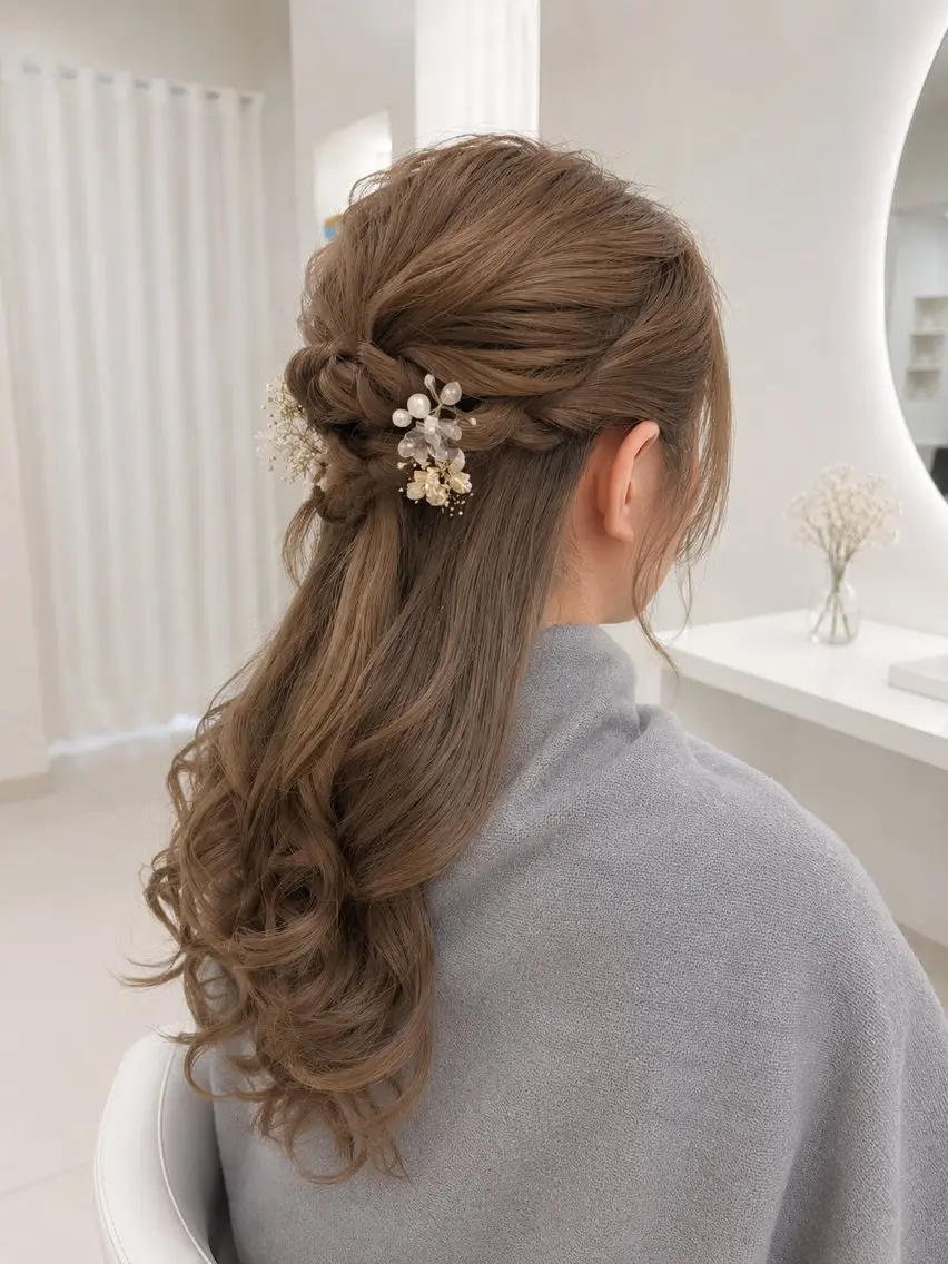ヘアアレンジ ハーフアップ ヘアセット ヘアセット＆メイク 早朝対応可能☀️のヘアスタイル