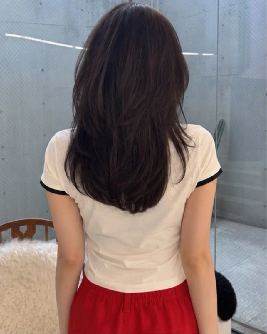 セミロング ハッシュカット 韓国風ヘア レイヤーカット トリートメント カット pia 薬院のヘアスタイル