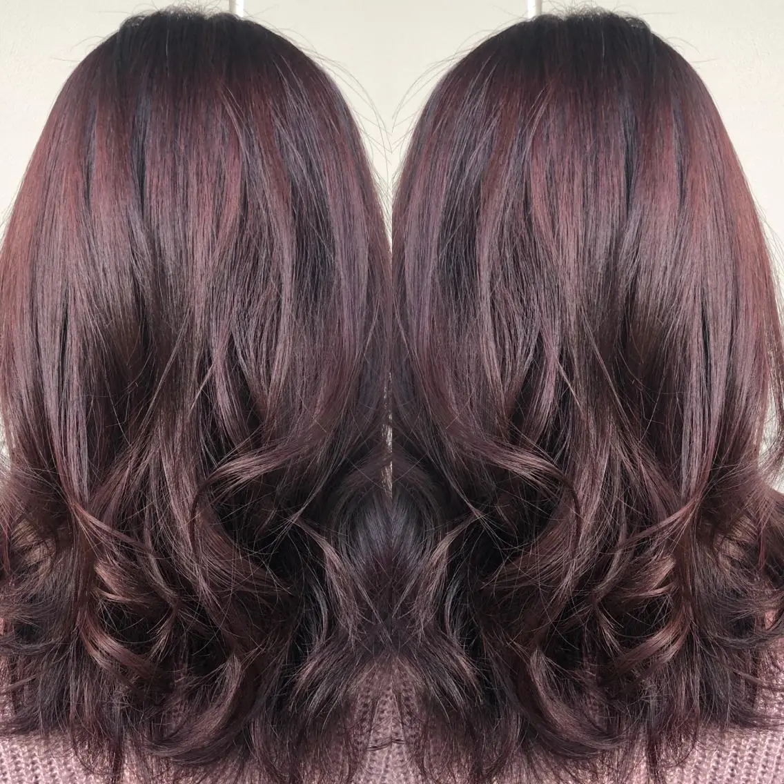 ミディアム カラー ピンクカラー ローズカラー こやま りほのヘアスタイル