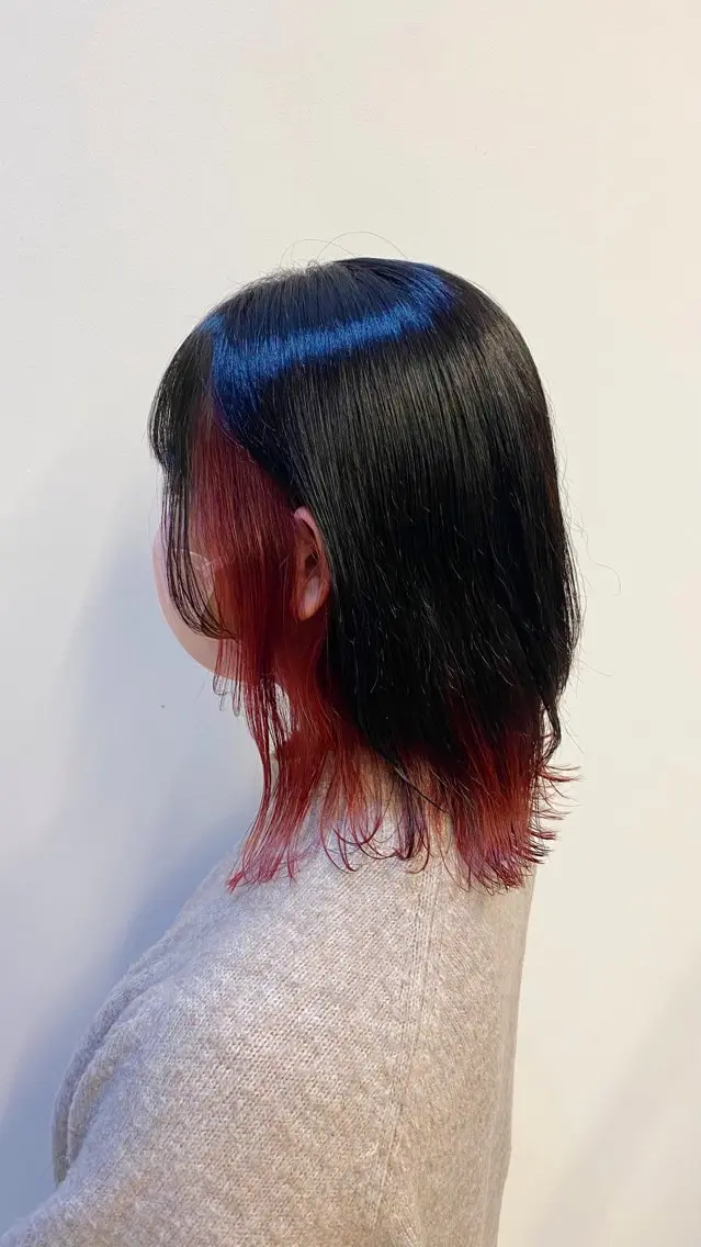 ミディアム カラー ブリーチ インナーカラー ピンクカラー ウルフカット ヘアカラー 豊橋/菜月/ブリーチ /艶カラーハイトーンのヘアスタイル
