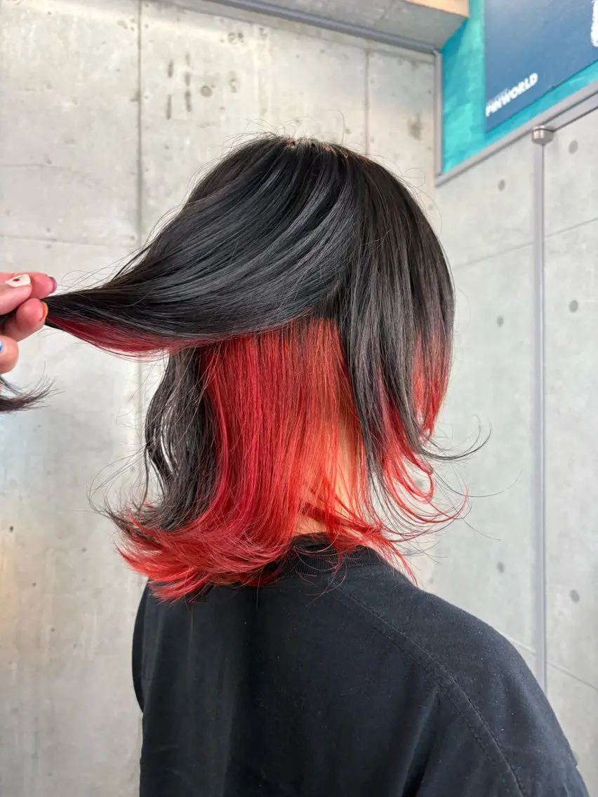 ミディアム カラー ブリーチ レッドカラー ヘアカラー 加藤志保 🎗️🫧モデル募集のヘアスタイル