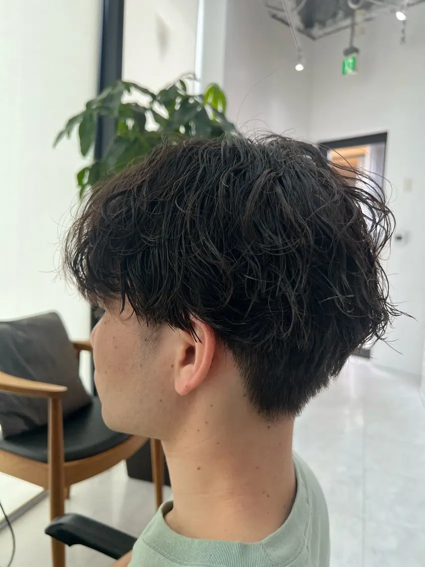 メンズ カット パーマ トリートメント ダブルカラー寒色系 ボリューム改善ハヤトのヘアスタイル