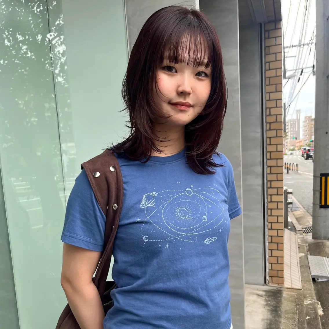ミディアム カラー レッドカラー レイヤーカット カット ヘアカラー トリートメント yuumi/大濠🪷 顔周り/ベージュのヘアスタイル