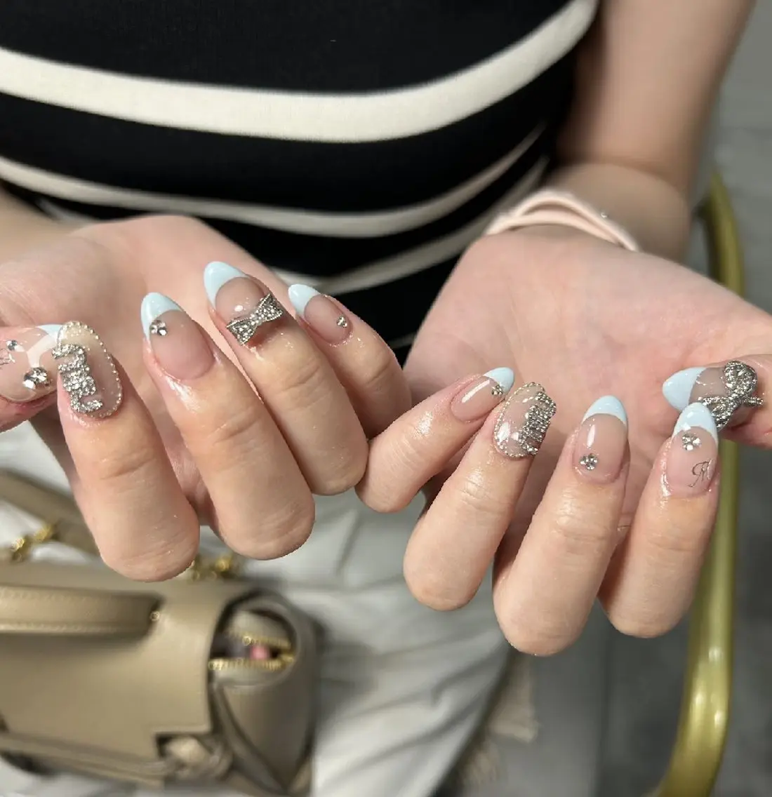 ネイル 水色 持ち込み ハンドネイル UM Nail Salonのネイルデザイン