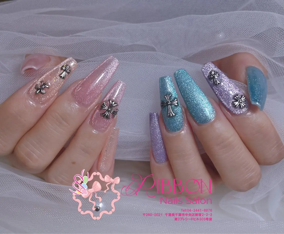ネイル フットネイル フレンチネイル ジェルネイル マグネットネイル 持ち込み ハンドネイル Ribbonnail salonのネイルデザイン