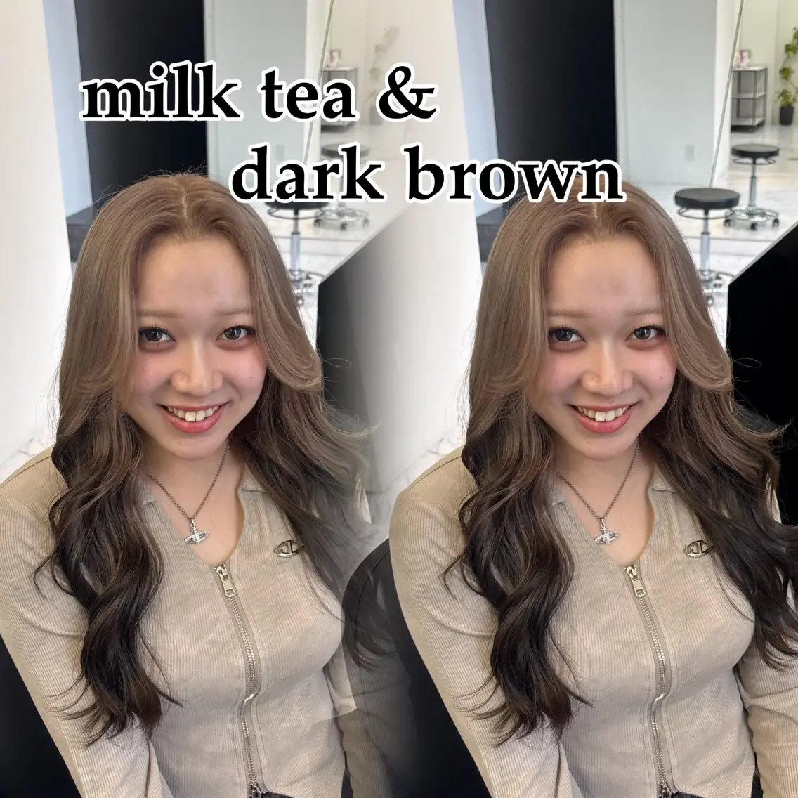 セミロング カラー ブラウンカラー カット ヘアカラー The Ect Q'n🍑MOMOのヘアスタイル