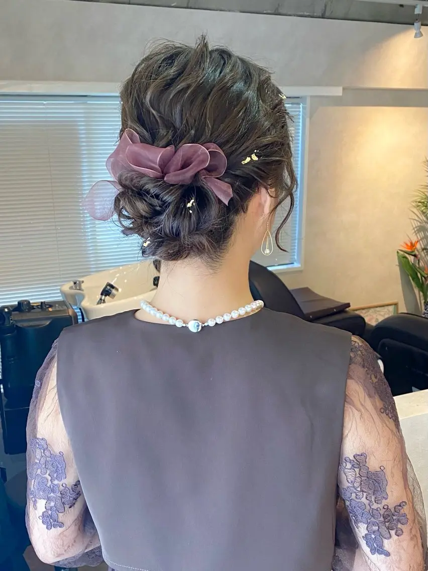 ヘアアレンジ 結婚式・ブライダル ヘアセット ヘアセット&カラー 🩷miwaのヘアスタイル