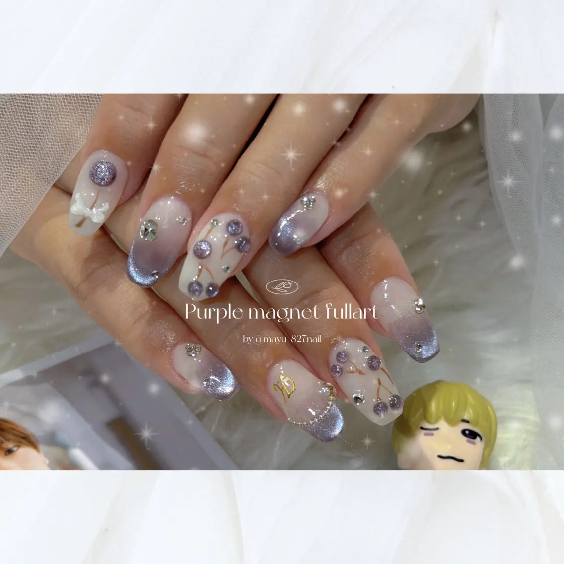 ネイル 長さ出し フラッシュネイル 韓国ネイル マグネットネイル ワンホンネイル ハンドネイル 827nail mayu🐈🐾のネイルデザイン