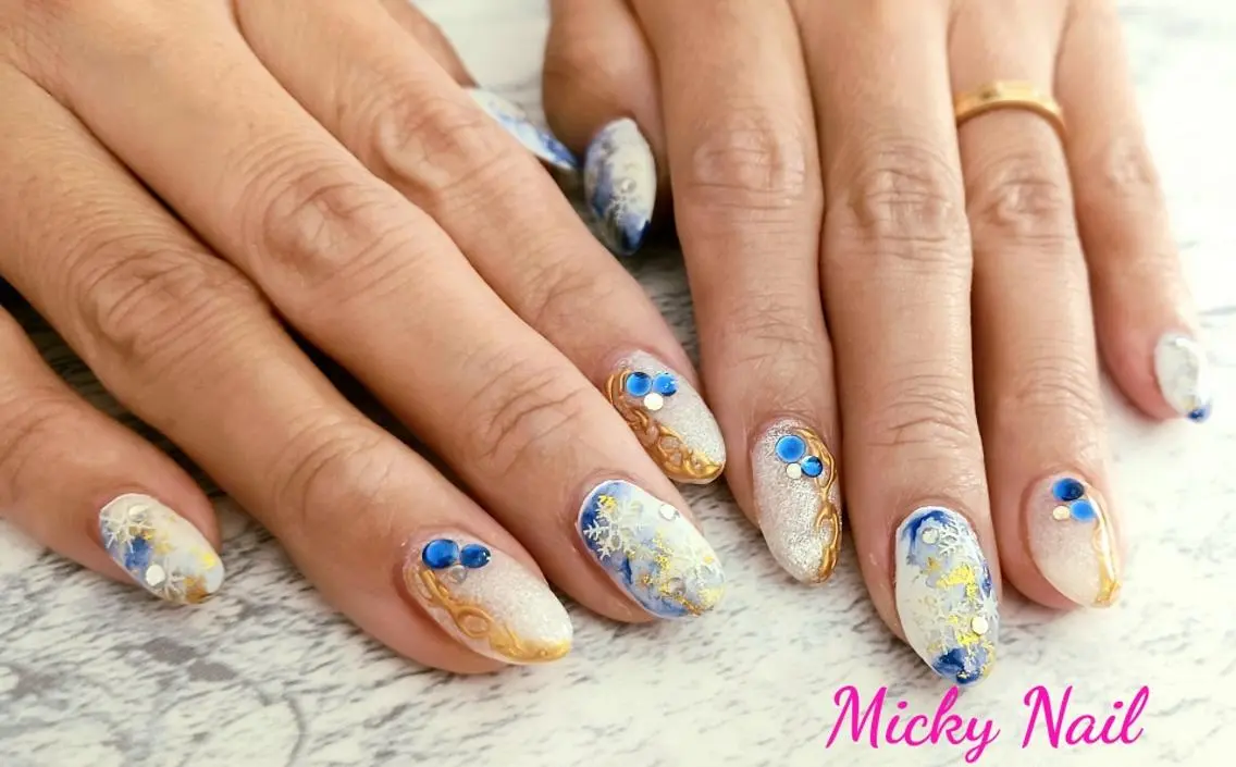 ミディアム ネイル ブルー Micky nail chikushinoのその他イメージ