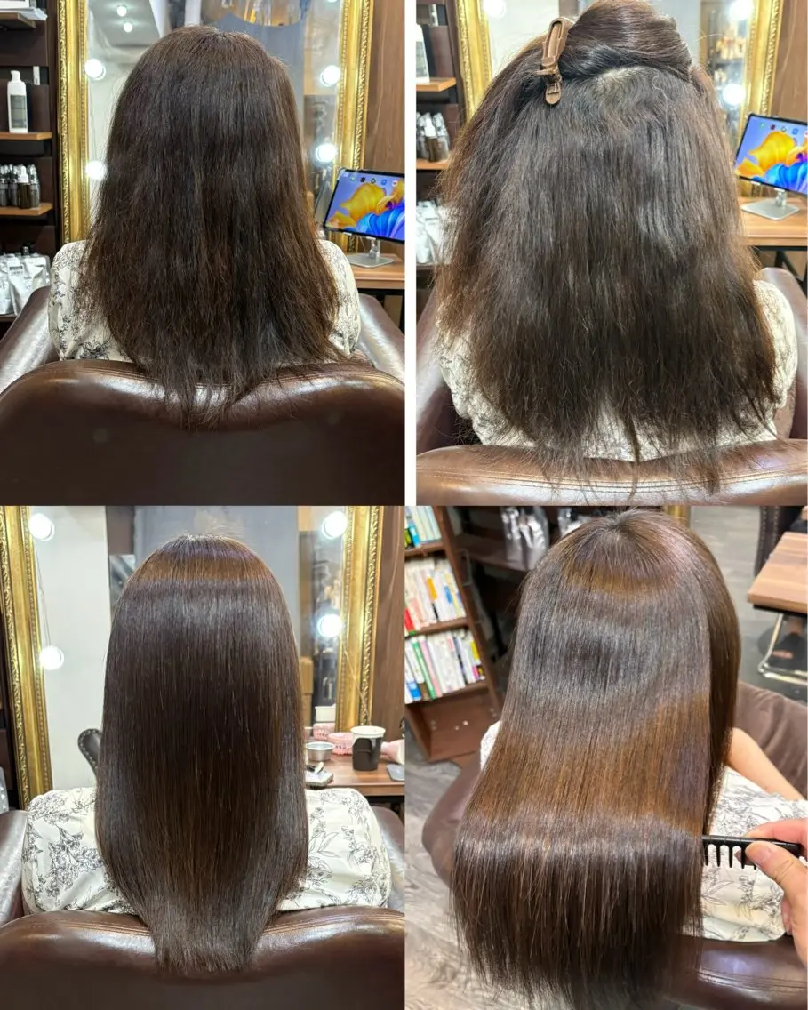 ロング 縮毛矯正 トリートメント 髪質改善縮毛矯正 マニュアル作成モデルのヘアスタイル