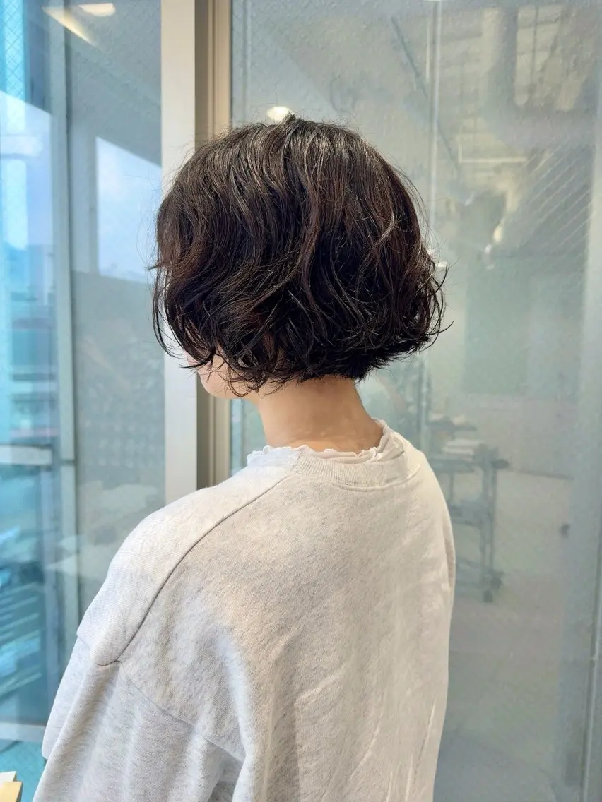 ショート パーマ メンズ、ボブパーマ/ 透明感カラー/下村伯のヘアスタイル