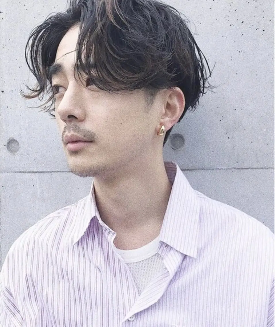 パーマ メンズ センターパート マッシュ メンズパーマ 似合わせカット‪// 鶴我万唯華のヘアスタイル