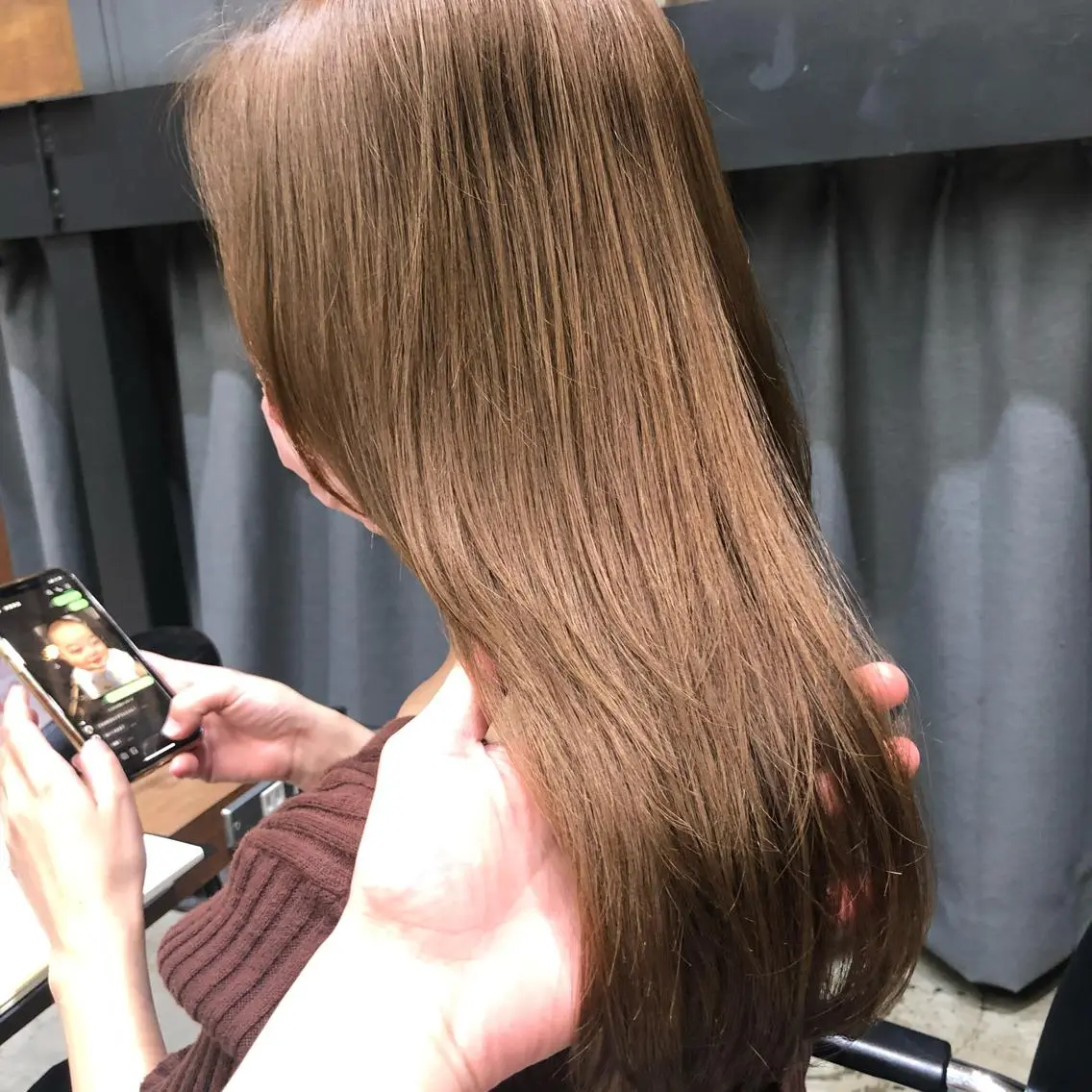 ミディアム カラー ヘアカラー 縮毛矯正 トリートメント ボブ/レイヤー/ ハッシュカット/河内のヘアスタイル