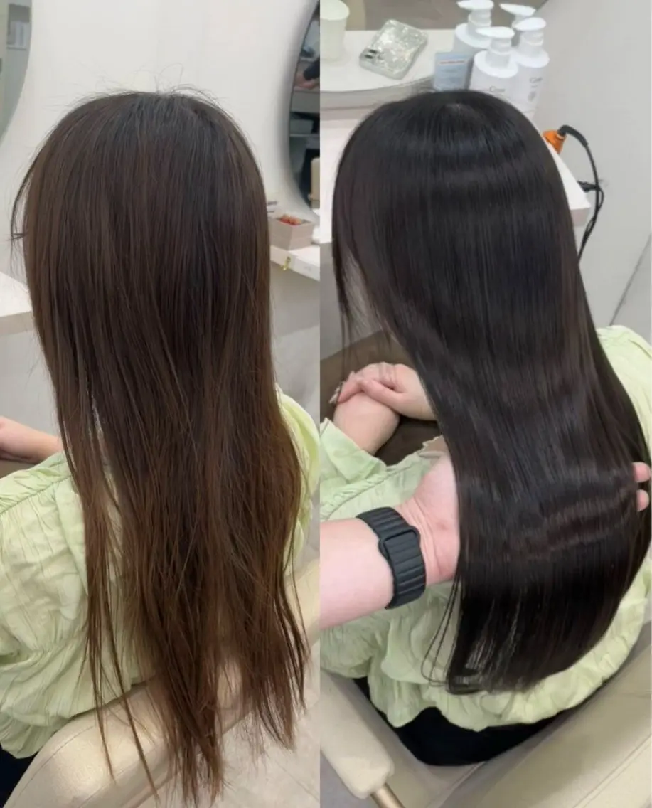 ロング カット ヘアカラー 縮毛矯正 トリートメント 髪質改善/縮毛矯正 梅田茶屋町/西尾祐作のヘアスタイル