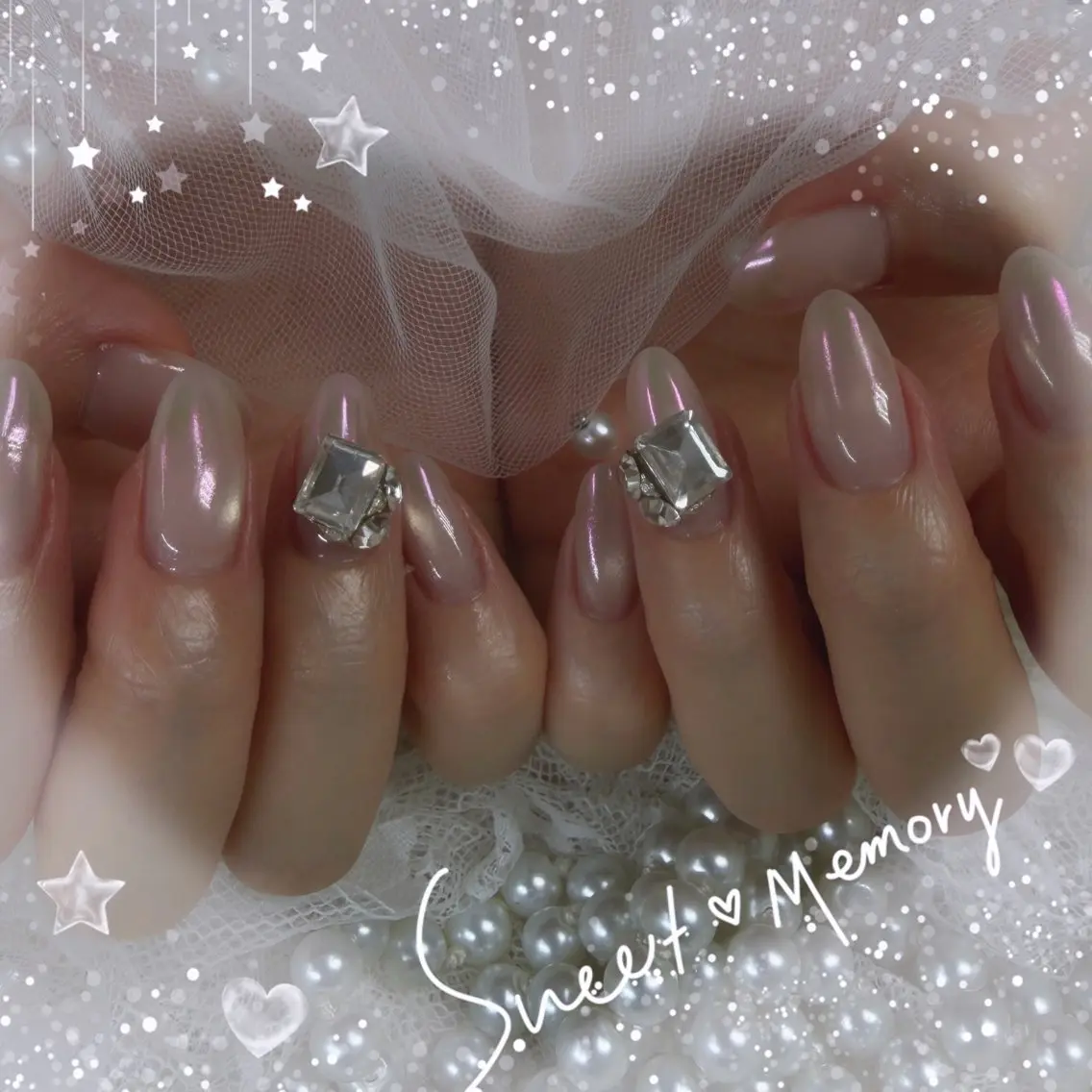 ネイル チークネイル フレンチネイル ガーリー ガラスフレンチ グラデーション ハンドネイル Chill Nailsalonのネイルデザイン