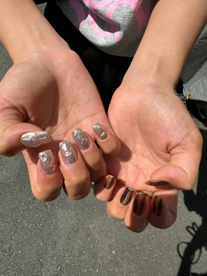 ネイル フラッシュネイル 韓国ネイル ラメ(グリッター) ラメグラデーション マグネットネイル ハンドネイル MH_ Nailのネイルデザイン