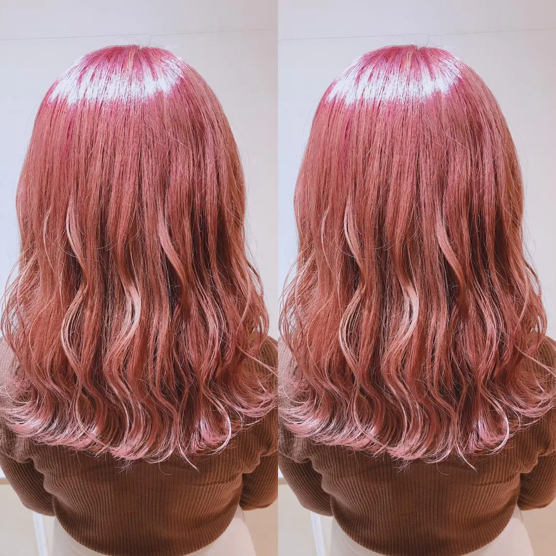 セミロング カラー ピンクカラー 韓国🇰🇷 ✂︎hair 内田愛のヘアスタイル