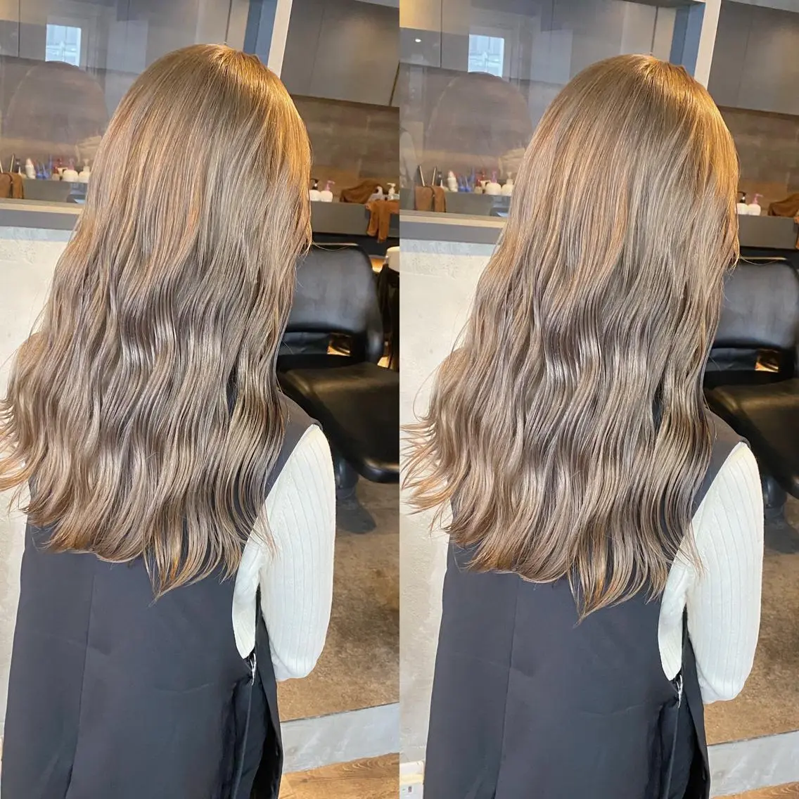 セミロング カラー ヘアカラー yoriダブルカラー 代表すがわらのヘアスタイル