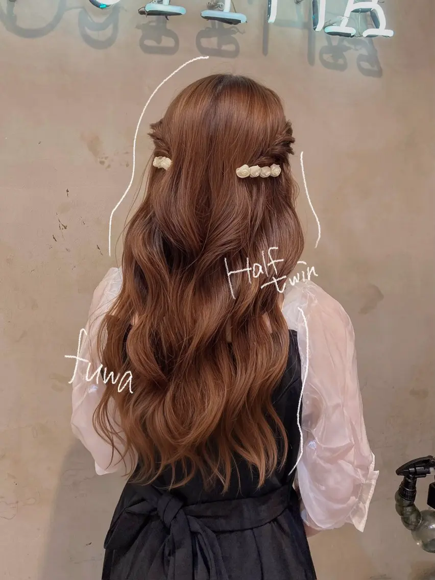 ロング カラー パーマ ヘアアレンジ ヘアセット ✂️ボブ/レイヤー /艶カラー🌷喜美花のヘアスタイル