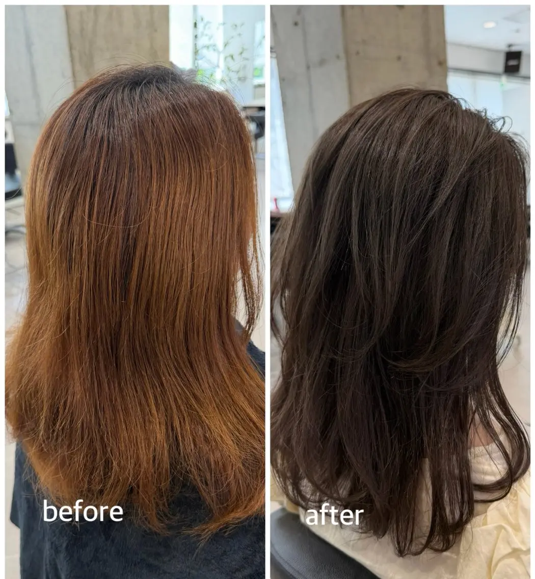 セミロング カット ヘアカラー トリートメント 山田 直樹のヘアスタイル
