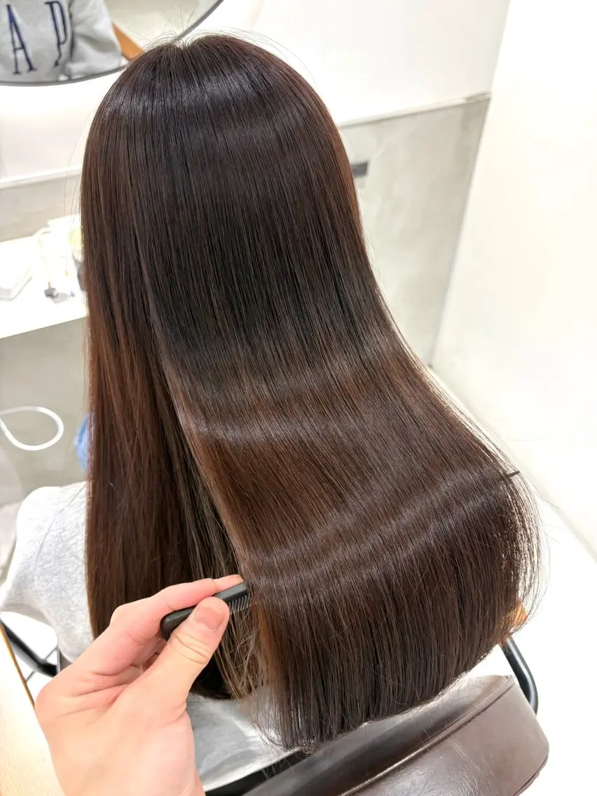セミロング カラー 透明感カラー 髪質改善 トリートメント ヘアカラー トリートメント 髪質改善 縮毛矯正/ レイヤー/銀座/本木のヘアスタイル
