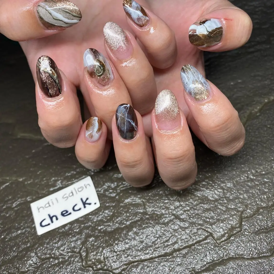 ネイル アートネイル マグネットネイル ニュアンスネイル スカルプネイル 春ネイル ハンドネイル ーCHECKー ちあきのネイルデザイン