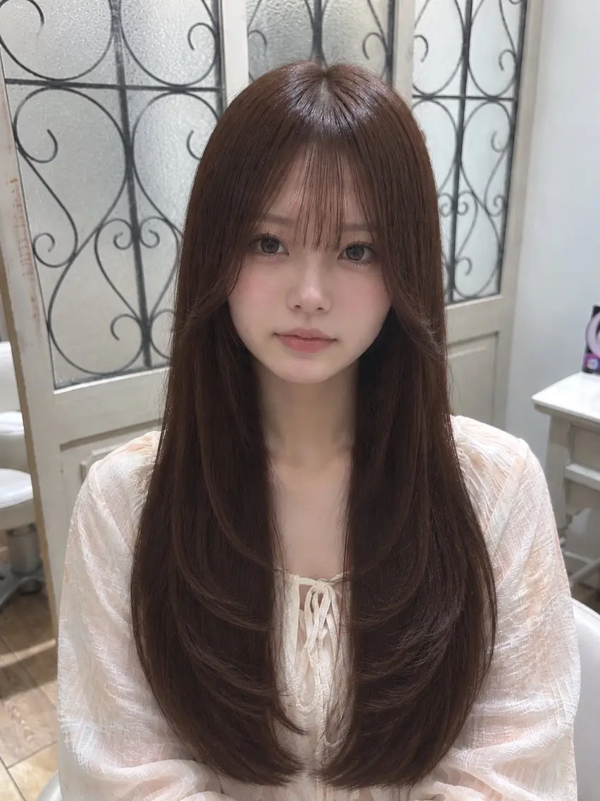 ロング カラー カット ヘアカラー トリートメント YUUGA/似合わせ /レイヤー/顔周りのヘアスタイル