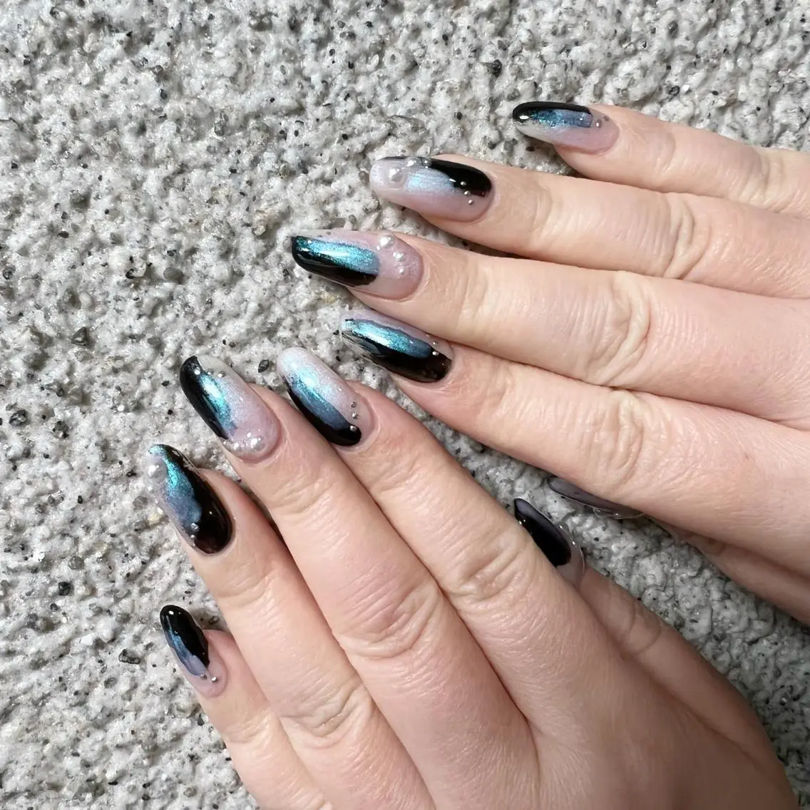 ネイル アートネイル フレンチネイル ジェルネイル グリーン ハート ハンドネイル フットネイル nail salon mieux(ミュー)のマツエク・マツパデザイン