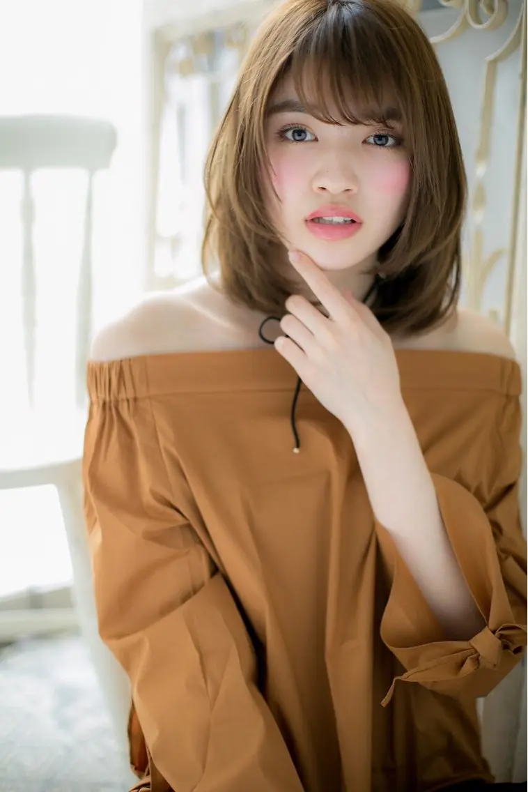 ミディアム 縮毛矯正×髪質改善 カラー×クロスパーマのヘアスタイル