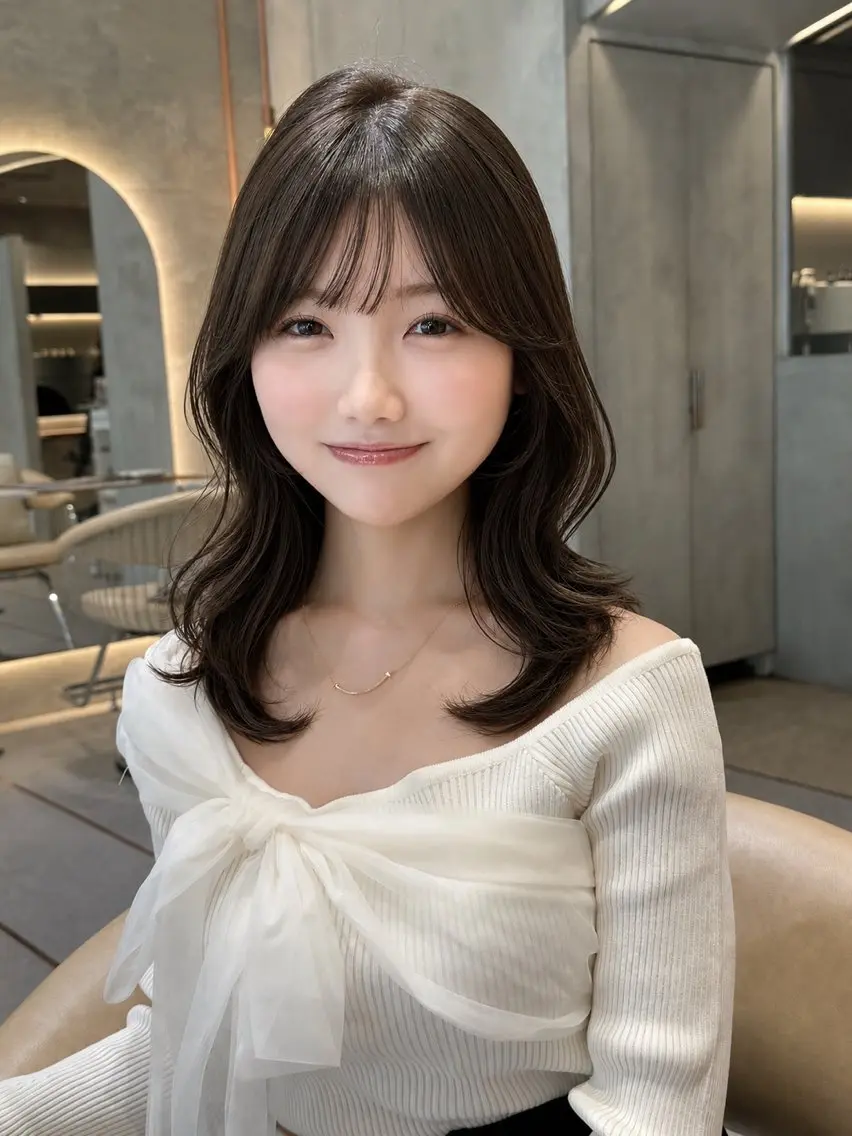 ミディアム カット ヘアカラー トリートメント 🦋韓国風レイヤー/ 艶髪矯正🦋凛太郎のヘアスタイル
